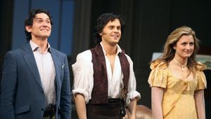 Billy Crudup & Tom Riley & Grace Gummer during the Broadway Opening Night Curtain Cal Photo