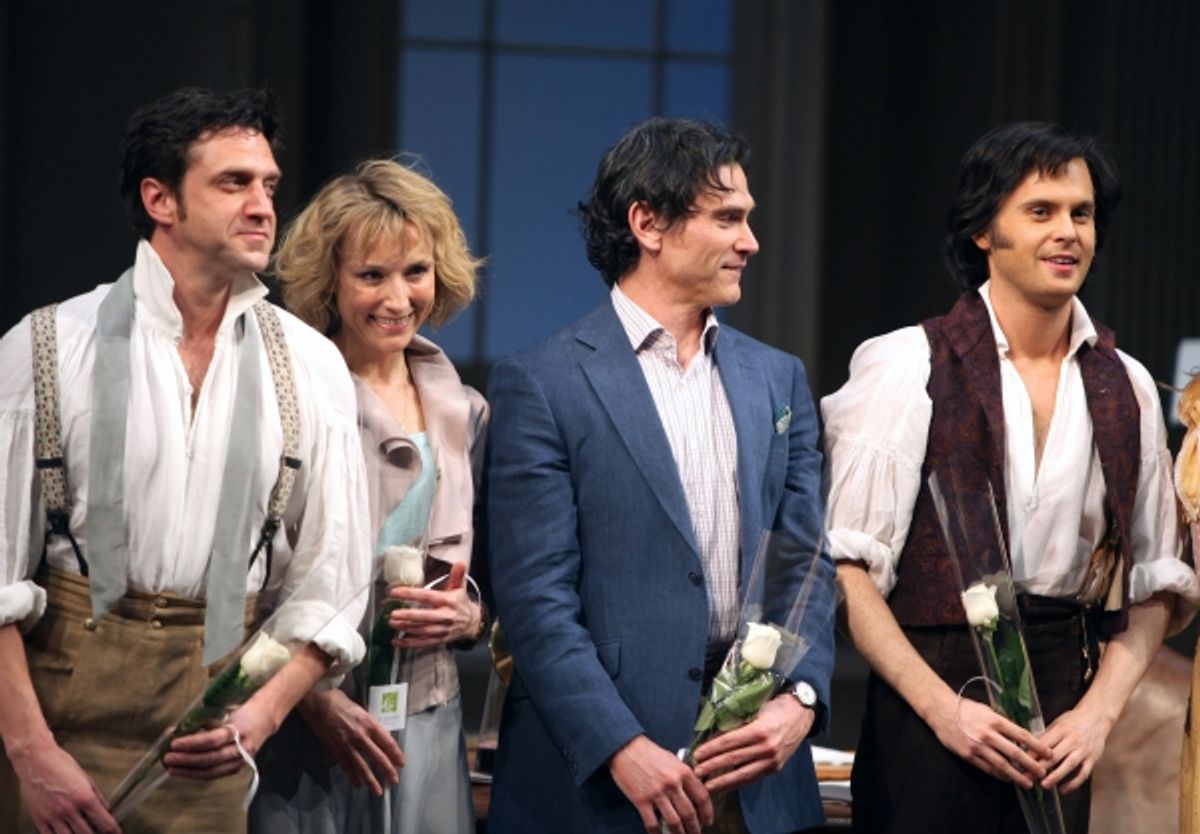 Raul Esparza & Lia Williams & Billy Crudup & David Turner during the Broadway Opening Night Curtain Call for 'Arcadia' at the Barrymore Theatre in New York City. at 