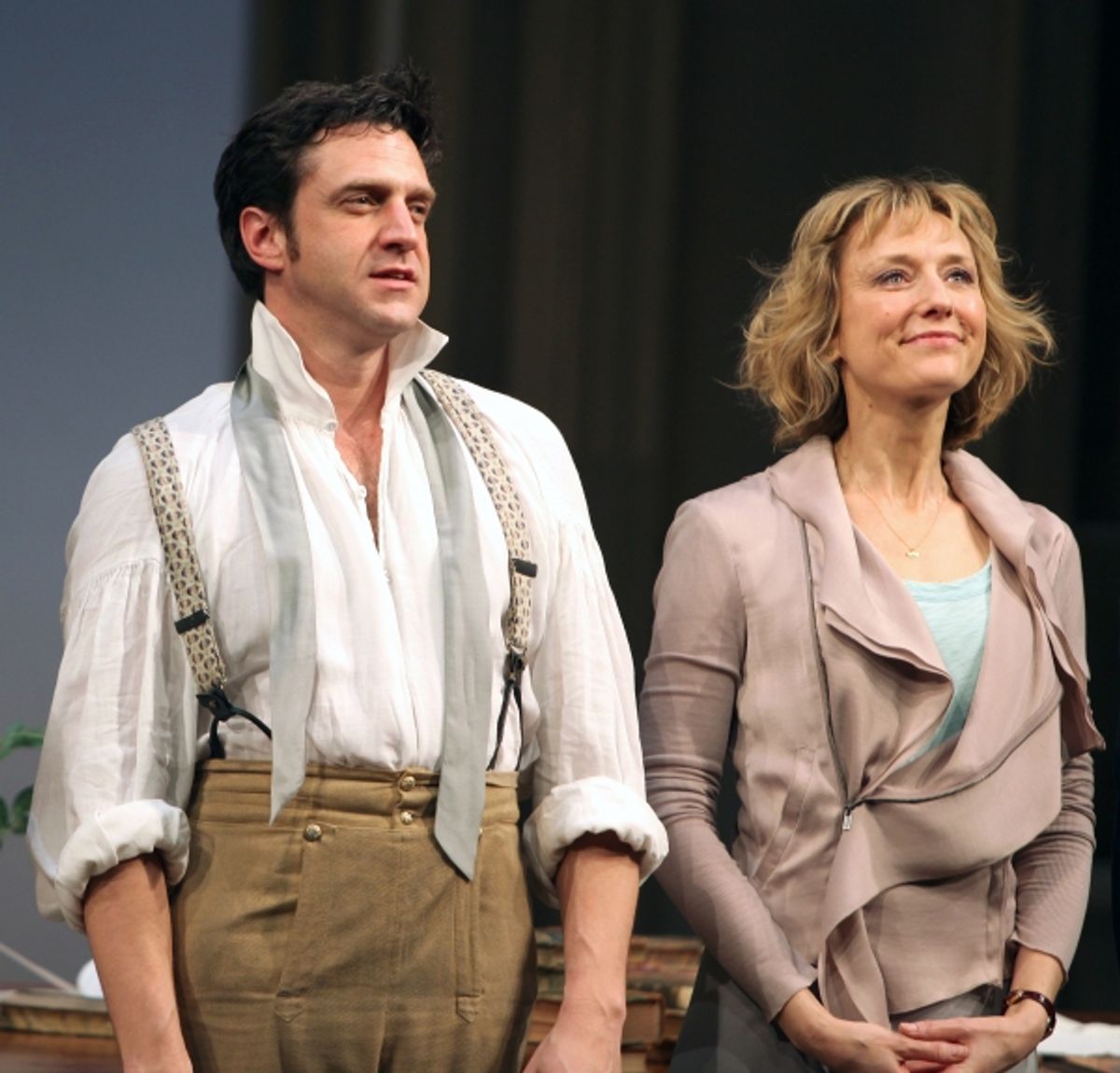 Raul Esparza & Lia Williams during the Broadway Opening Night Curtain Call for 'Arcadia' at the Barrymore Theatre in New York City. at 