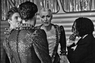 Nick Adams, Tony Sheldon and Whoopi Goldberg listening to Will Swenson Photo