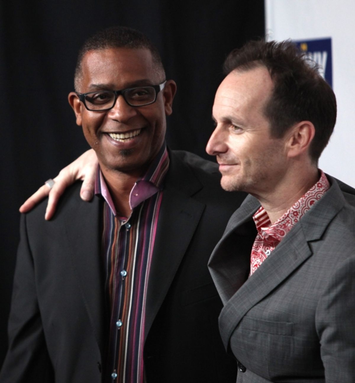 Denis O'Hare & partner Hugo Redwood attending the 22nd Annual GLAAD Media Awards in New York City. at 