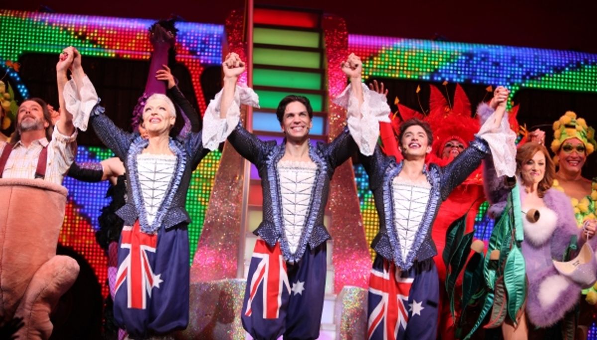  C. David Johnson, Tony Sheldon, Will Swenson, Nick Adams, Jessica Phillips during the Opening Night Performance Curtain Call for  'Priscilla Queen Of The Desert'  at the Palace Theatre in New York City. at 