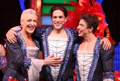 Tony Sheldon, Will Swenson & Nick Adams during the Opening Night Performance Curtain  Photo