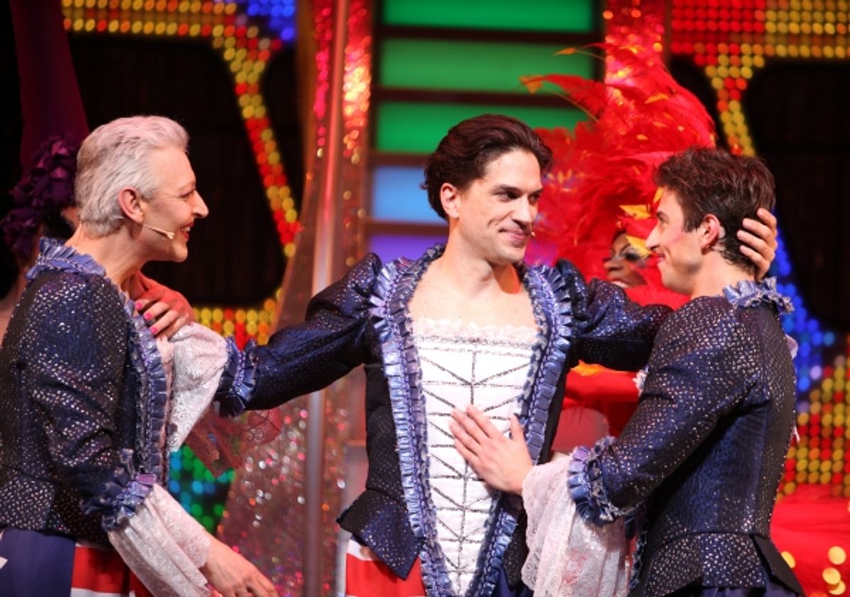 Tony Sheldon, Will Swenson, Nick Adams during the Opening Night Performance Curtain Call for  'Priscilla Queen Of The Desert'  at the Palace Theatre in New York City. at 