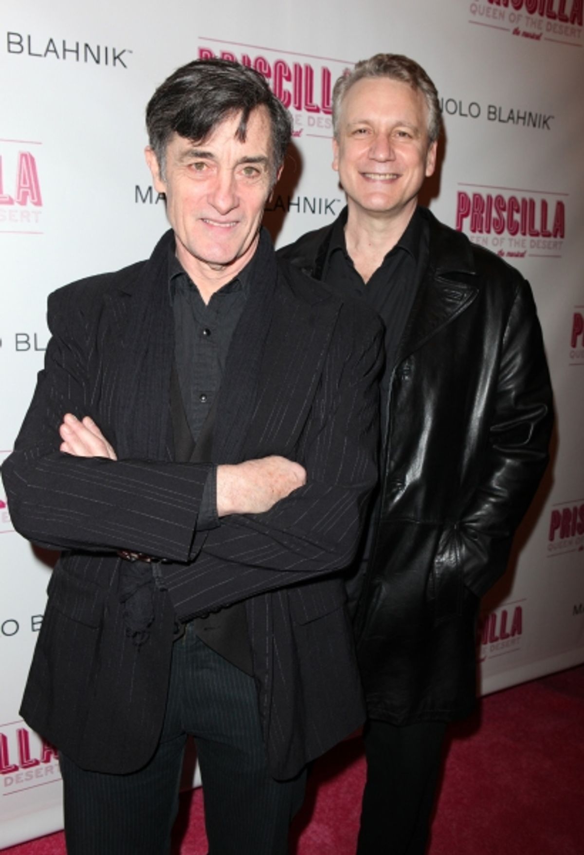 Roger Rees and partner Rick Elice attending the Broadway opening Night Performance of 'Priscilla Queen of the Desert - The Musical' at the Palace Theatre in New York City. at 