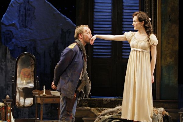  Jim Lichtscheidl (Captain Bluntschli) and Mariko Nakasone (Raina Petkoff) in the Gut Photo