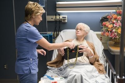 Edie Falco and Barbara Barrie are pictured during the production of episode 207 of Nu Photo