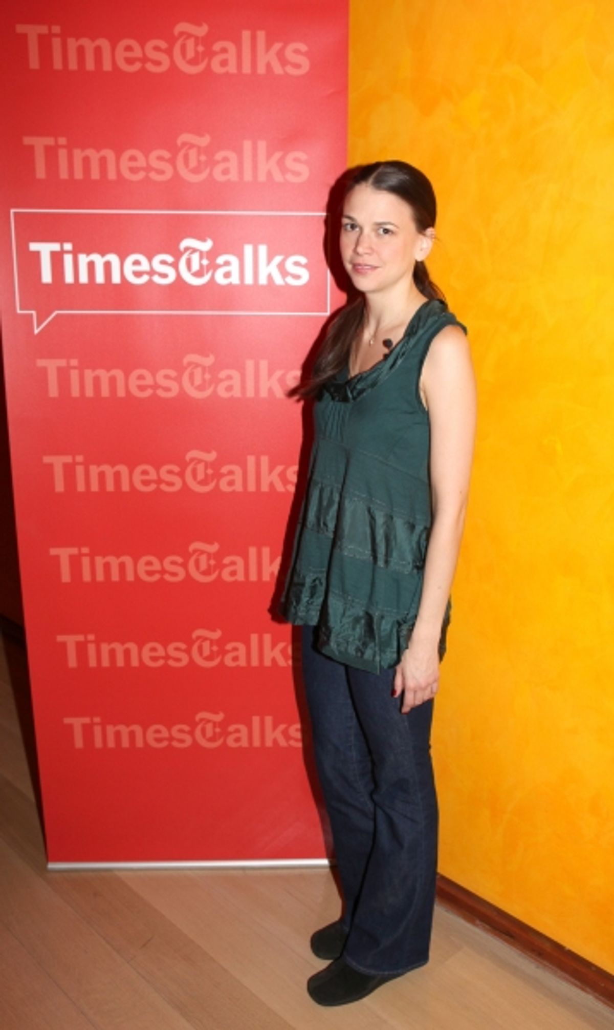 Sutton Foster backstage with TimesTalks Presents: A Conversation With Sutton Foster, Joel Grey & Kathleen Marshall at the Times Center in New York City. at 