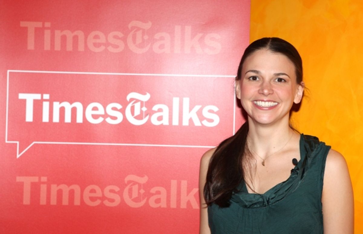 Sutton Foster backstage with TimesTalks Presents: A Conversation With Sutton Foster, Joel Grey & Kathleen Marshall at the Times Center in New York City. at 