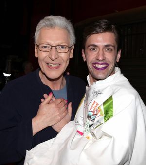 Eric Sciotto (Gypsy Robe Recipient for PRISCILLA)  with Tony Sheldon attending the Br Photo