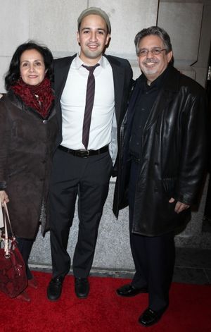 Lin-Manuel Miranda & Parents attending the Broadway Opening Night Performance of  'Gh Photo