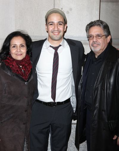 Lin-Manuel Miranda & Parents attending the Broadway Opening Night Performance of  'Gh Photo