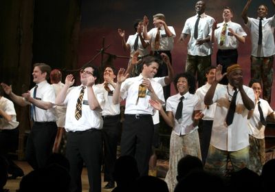 Ensemble cast featuring: Rory O'Malley, Josh Gad, Andrew Rannells, Nikki M. James & M Photo