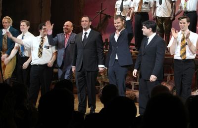 Ensemble cast with Casey Nicholaw, Trey Parker, Matt Stone & Robert Lopez during the  Photo