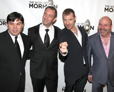 Robert Lopez, Trey Parker, Matt Stone & Casey Nicholaw attending the Broadway Opening Photo