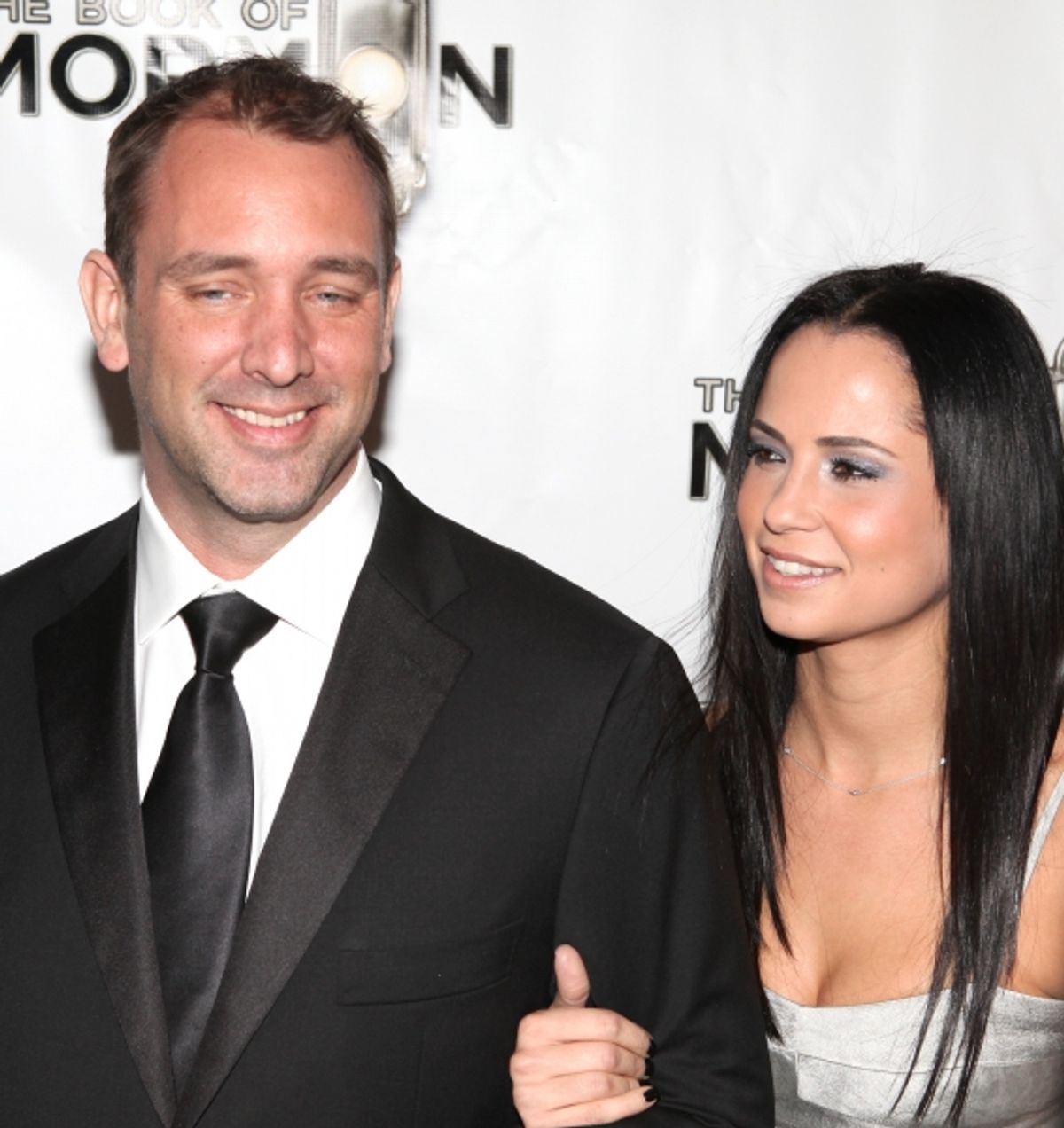 Trey Parker & girlfriend attending the Broadway Opening Night Performance of 'The Book Of Mormon' at The Eugene O'Neill Theatre in New York City. at 