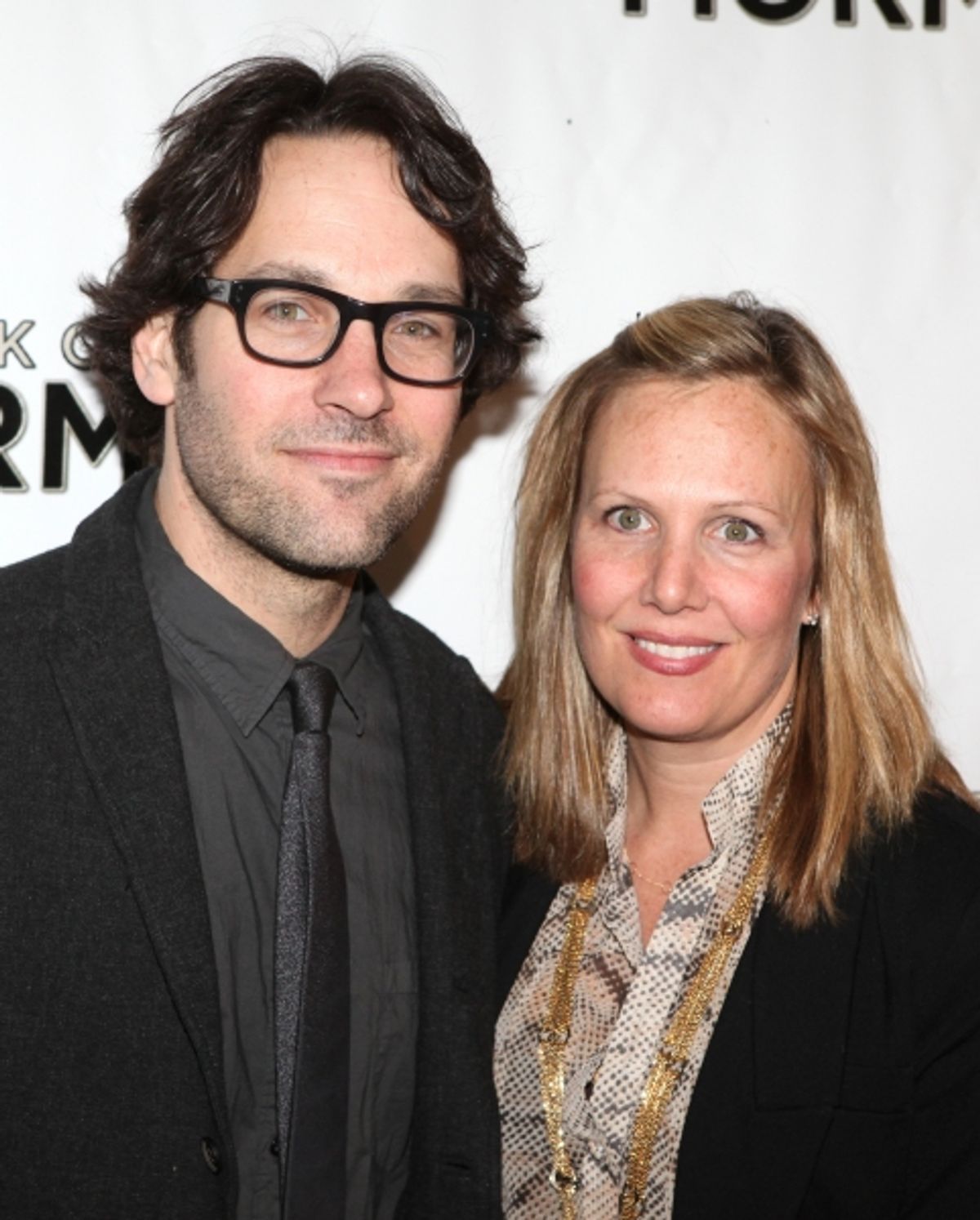 Paul Rudd & wife attending the Broadway Opening Night Performance of 'The Book Of Mormon' at The Eugene O'Neill Theatre in New York City. at 
