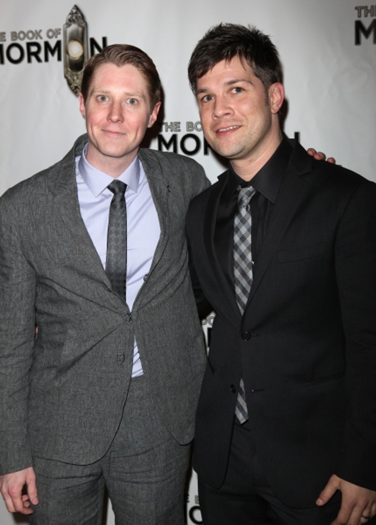 Justin Bohon & Stephen Oremus attending the Broadway Opening Night After Party for 'The Book Of Mormon' at Gotham Hall in New York City. at 