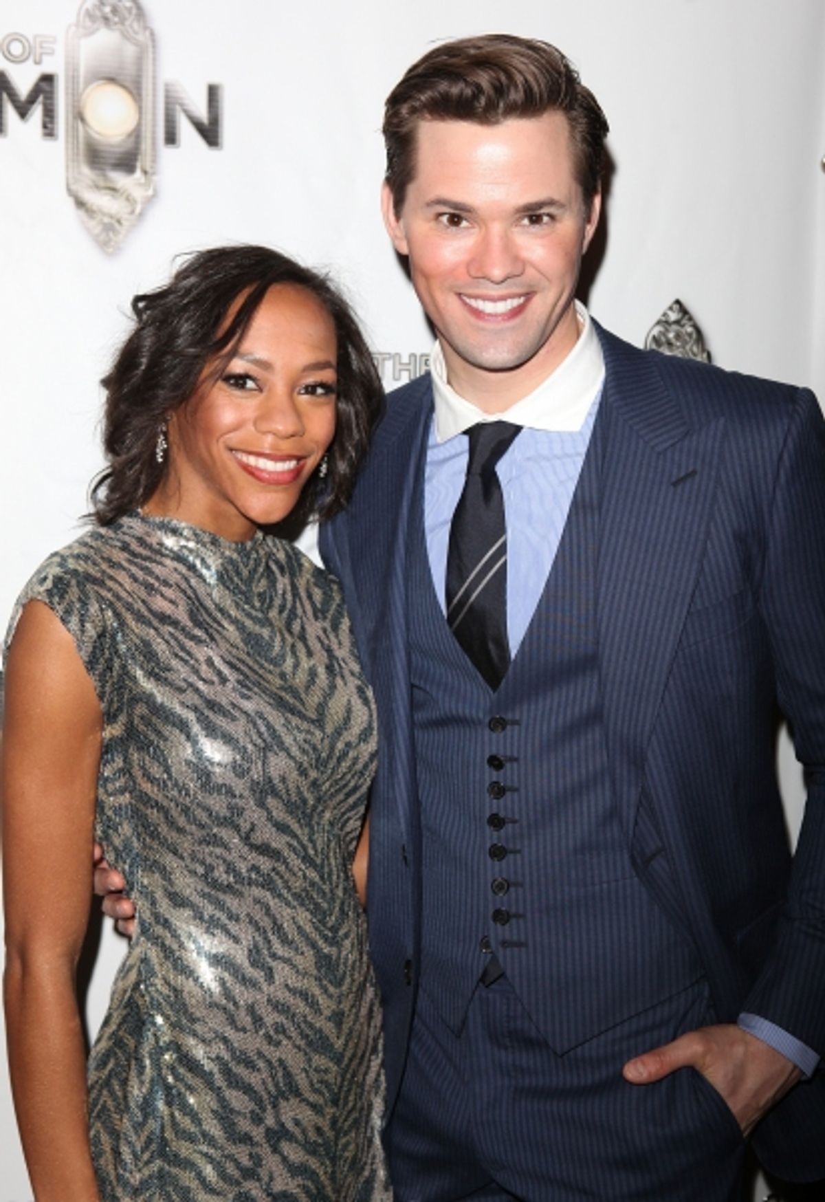 Nikki M. James & Andrew Rannells attending the Broadway Opening Night After Party for 'The Book Of Mormon' at Gotham Hall in New York City. at 
