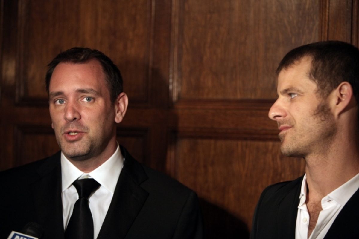 Trey Parker & Matt Stone attending the Broadway Opening Night After Party for 'The Book Of Mormon' at Gotham Hall in New York City. at 