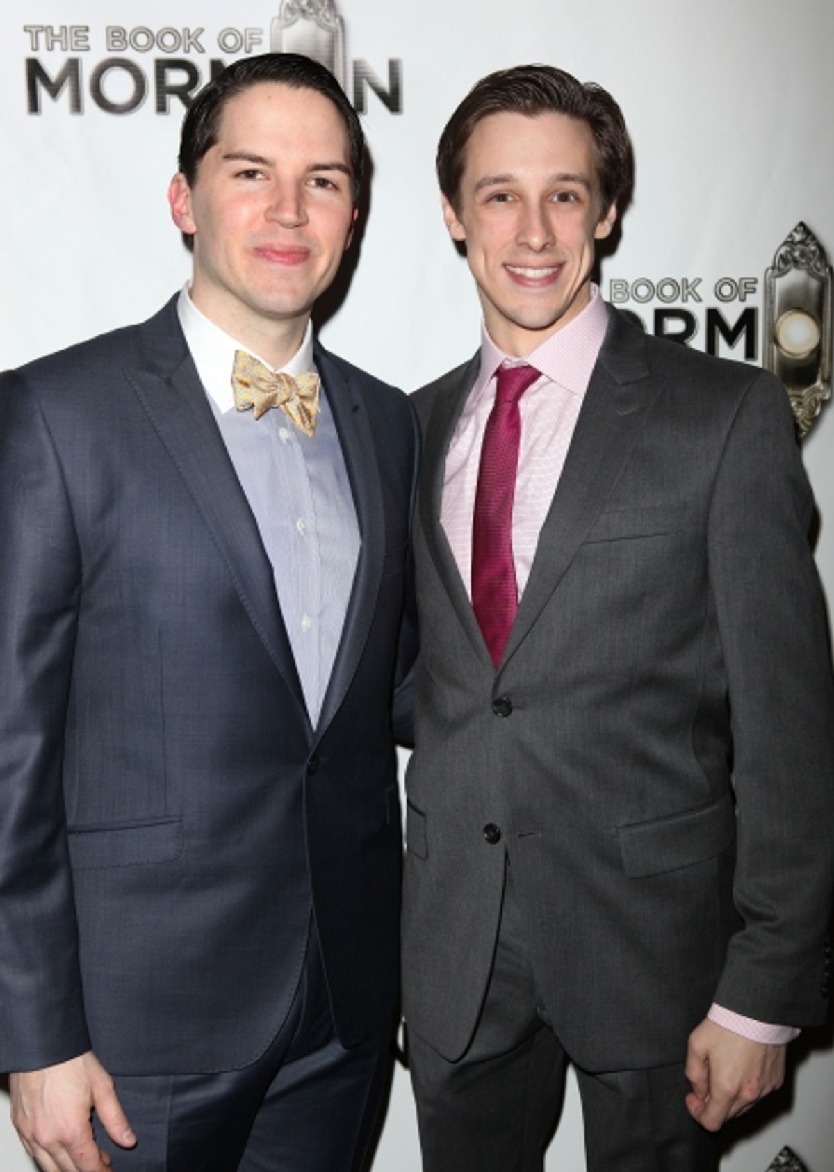 Kevin Duda and Jason Michael Snow attending the Broadway Opening Night After Party for 'The Book Of Mormon' at Gotham Hall in New York City. at 