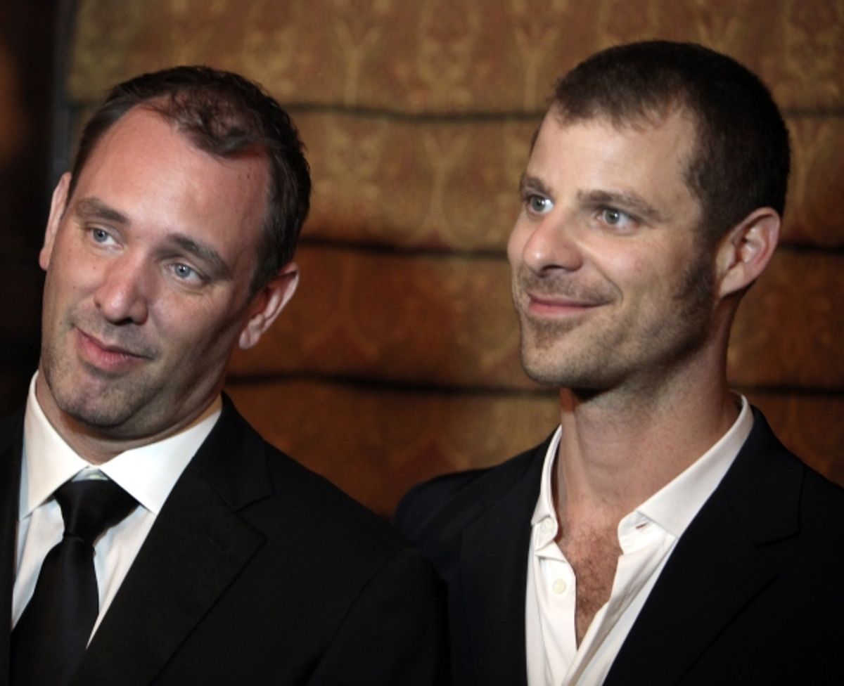 Trey Parker & Matt Stone attending the Broadway Opening Night After Party for 'The Book Of Mormon' at Gotham Hall in New York City. at 