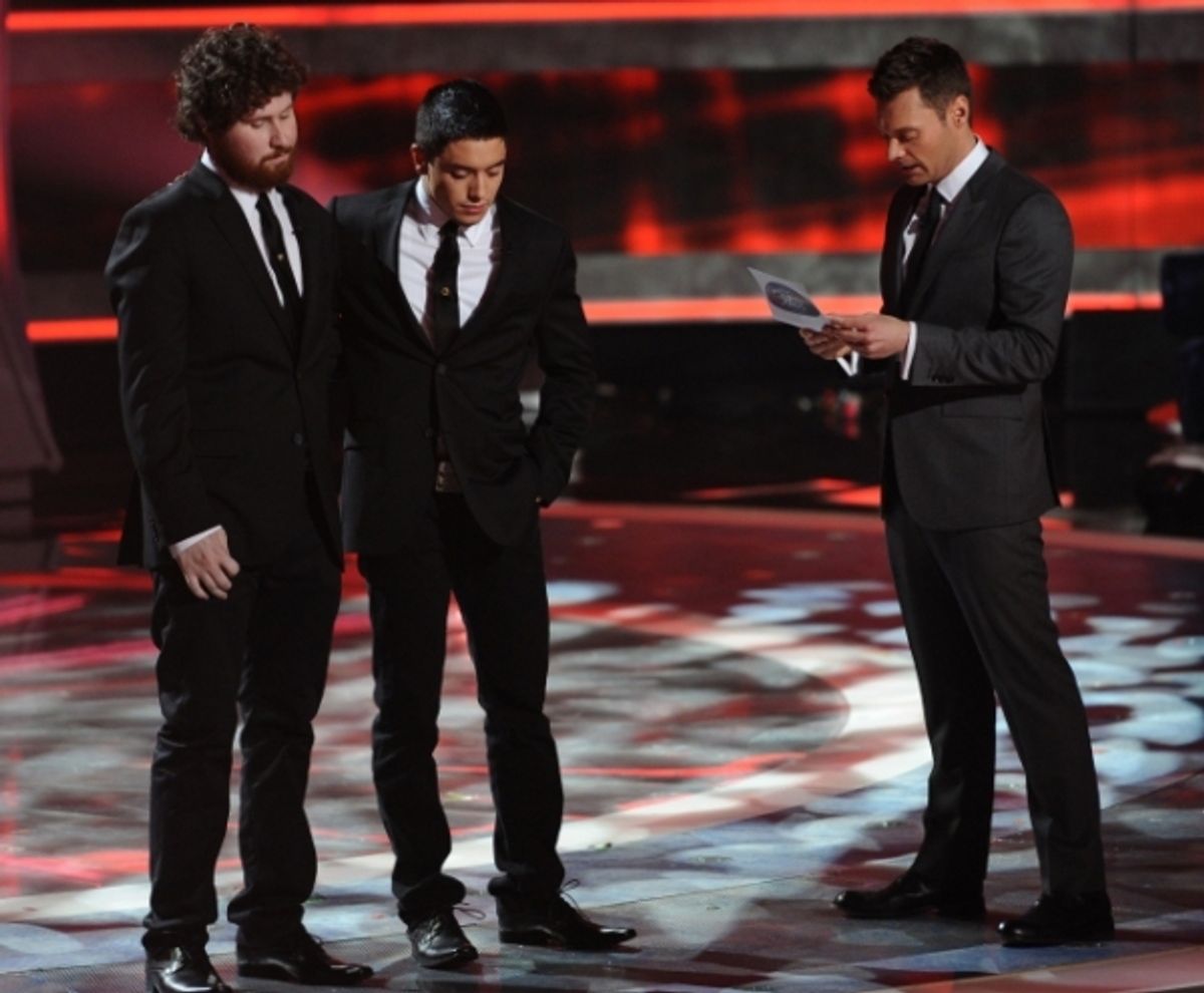 Casey Abrams, Stefano Langone, Ryan Seacrest at 