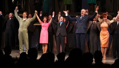 Michael Park, Christopher J. Hanke, Rose Hemingway, Daniel Radcliffe, John Larroquett Photo
