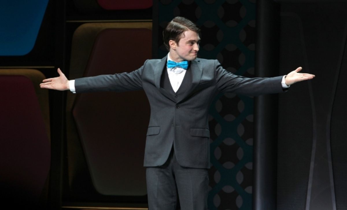 Daniel Radcliffe during the Opening Night Performance Curtain Call for  'How To Succeed In Business...' in New York City. at 