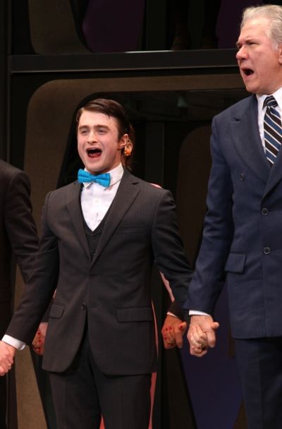 Daniel Radcliffe & John Larroquette during the Opening Night Performance Curtain Call Photo