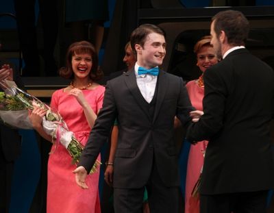 Rose Hemingway, Daniel Radcliffe, director Rob Ashford during the Opening Night Perfo Photo