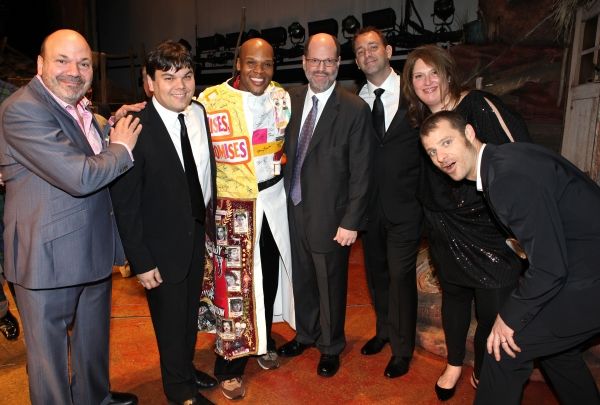 Michael James Scott (Recipient) with Casey Nicholaw, Robert Lopez, Scott Rudin, Trey  Photo