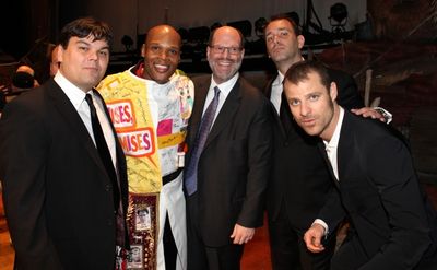 Michael James Scott (Recipient) with Robert Lopez, Scott Rudin, Trey Parker & Matt St Photo