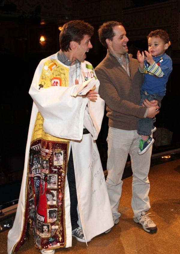 Eric Sciotta & David Eggers with son Samson Jack Sciotto-Eggers attending the Broadwa Photo