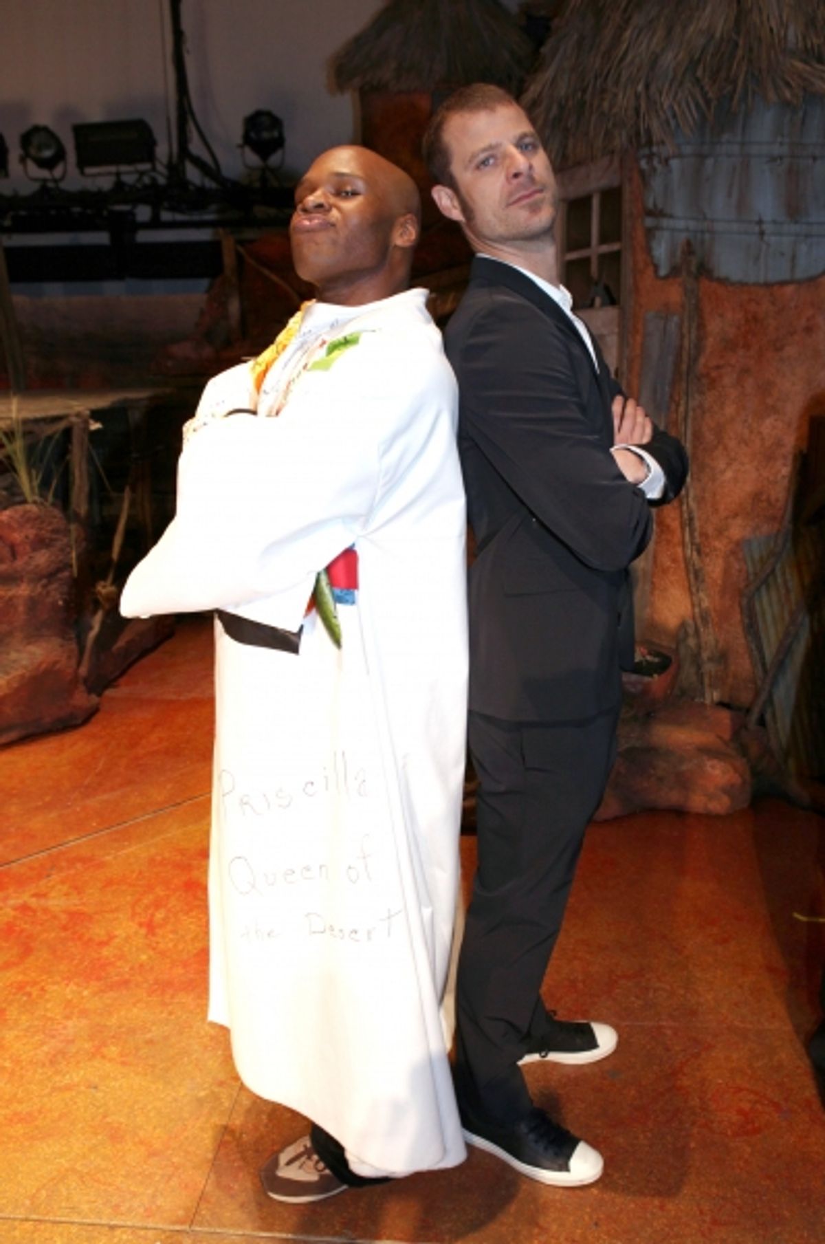 Michael James Scott (Recipient)  with Matt Stone attending the Broadway Opening Night Gypsy Robe for 'The Book Of Mormon' and the Gypsy Robe recipient Michael James Scott at The Eugene O'Neill Theatre in New York City. at 