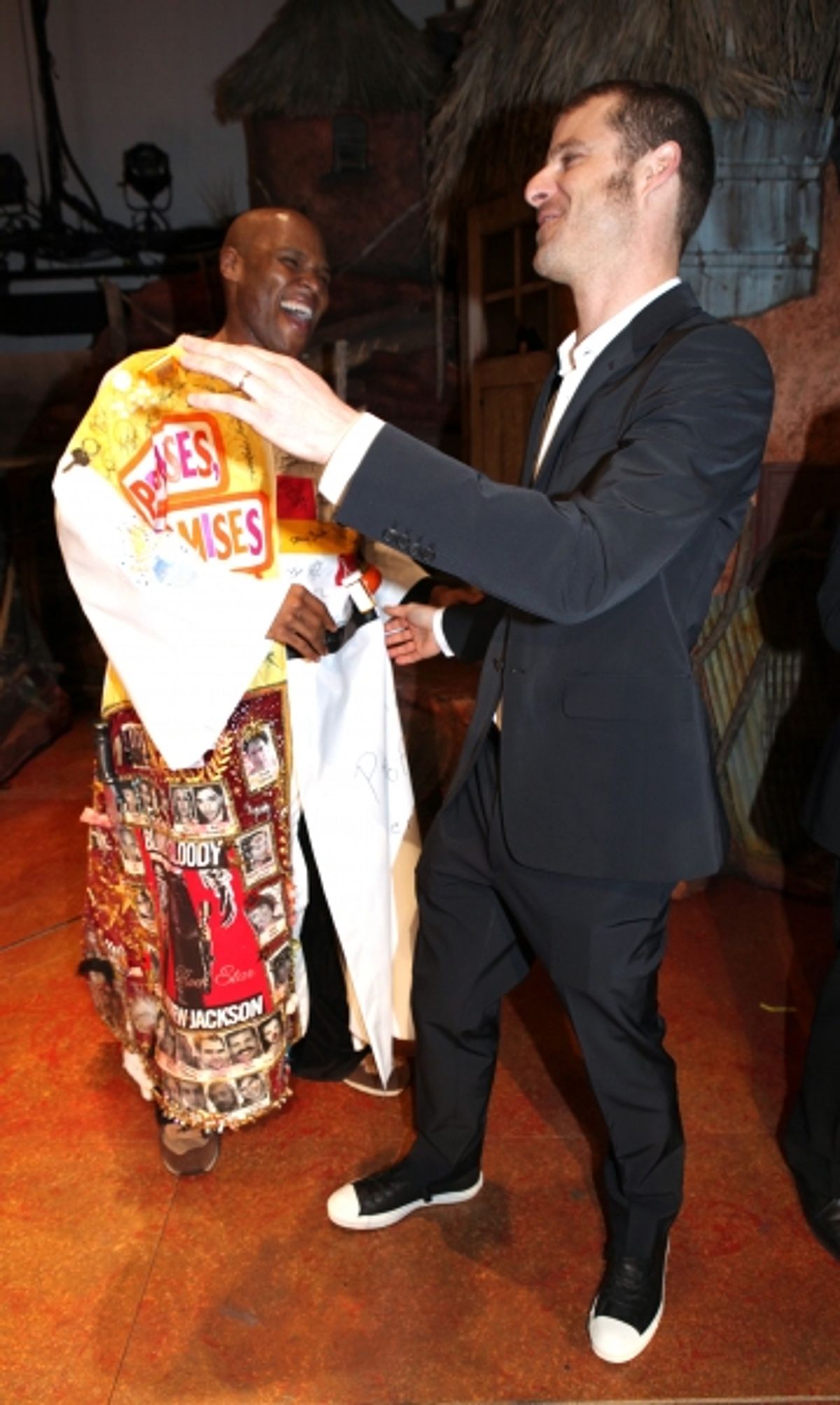 Michael James Scott (Recipient) & Matt Stone attending the Broadway Opening Night Gypsy Robe for 'The Book Of Mormon' and the Gypsy Robe recipient Michael James Scott at The Eugene O'Neill Theatre in New York City. at 
