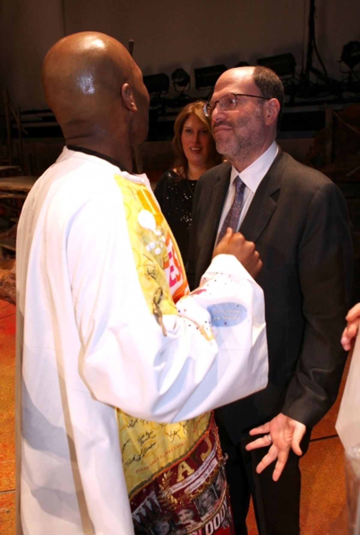 Michael James Scott (Recipient) with Scott Rudin attending the Broadway Opening Night Gypsy Robe for 'The Book Of Mormon' and the Gypsy Robe recipient Michael James Scott at The Eugene O'Neill Theatre in New York City. at 