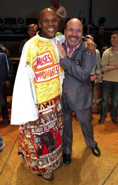 Michael James Scott (Recipient) with Casey Nicholaw attending the Broadway Opening Ni Photo