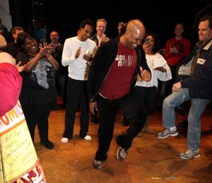 Michael James Scott attending the Broadway Opening Night Gypsy Robe for 'The Book Of Mormon' and the Gypsy Robe recipient Michael James Scott at The Eugene O'Neill Theatre in New York City. @ BroadwayWorld Michael James Scott attending the Broadway Opening Night Gypsy Robe for 'The Book Of Photo
