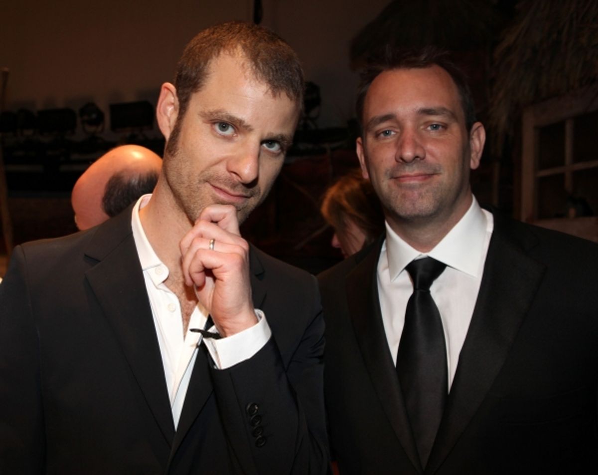 Matt Stone & Trey Parker attending the Broadway Opening Night Gypsy Robe for 'The Book Of Mormon' and the Gypsy Robe recipient Michael James Scott at The Eugene O'Neill Theatre in New York City. at 