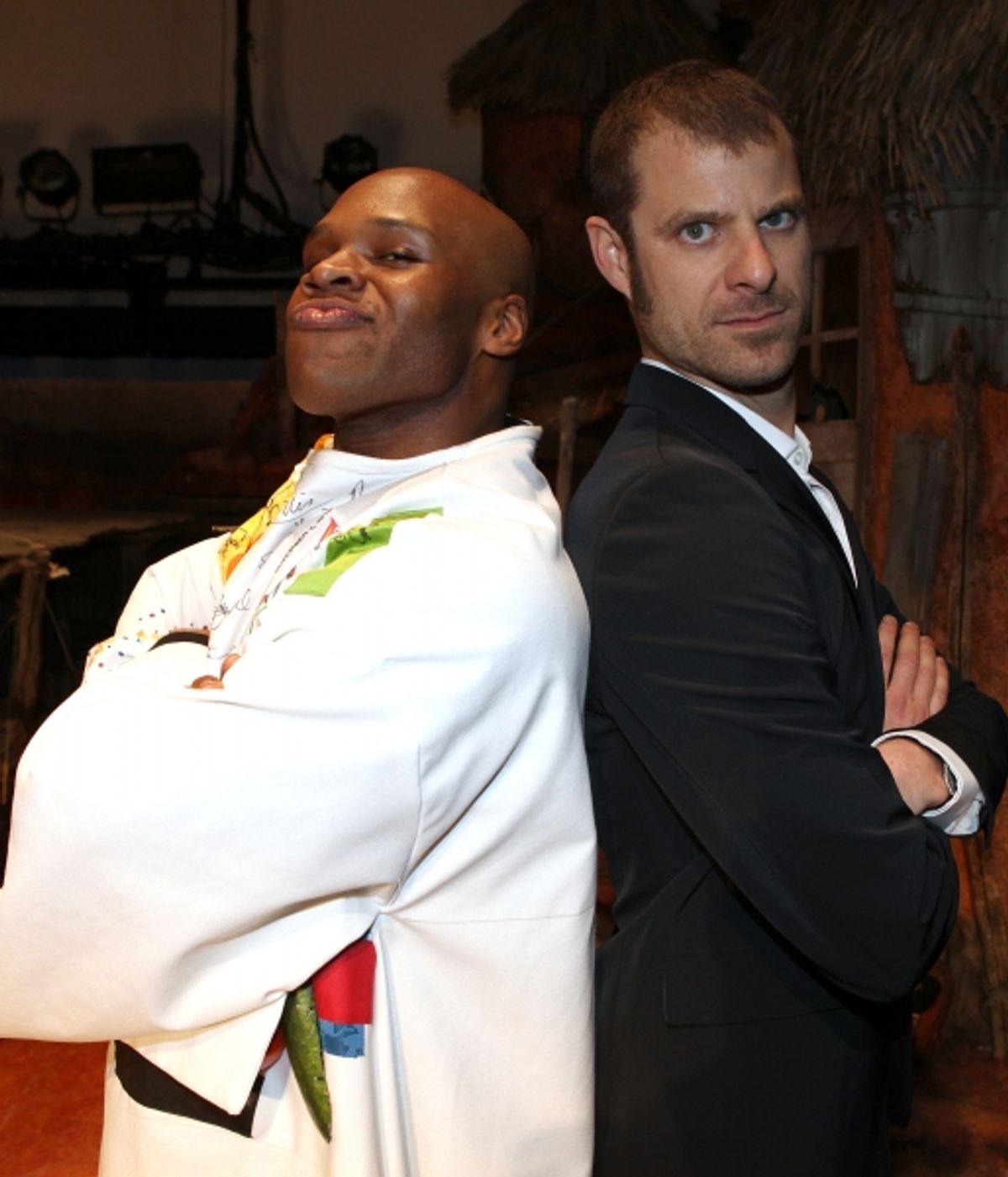 Michael James Scott (Recipient) with Matt Stone attending the Broadway Opening Night Gypsy Robe for 'The Book Of Mormon' and the Gypsy Robe recipient Michael James Scott at The Eugene O'Neill Theatre in New York City. at 
