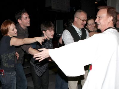 Cleve Asbury (Recipient), Erica Mansfield, Barrett Martin, Daniel Radcliffe with Cast Photo