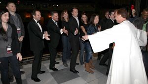 Cleve Asbury with Rob Ashford & Ensemble cast & crew attending the Broadway Opening N Photo