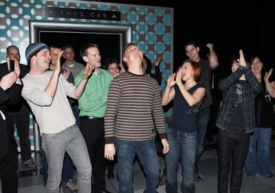 Cleve Asbury with Daniel Radcliffe & Ensemble cast attending the Broadway Opening Nig Photo