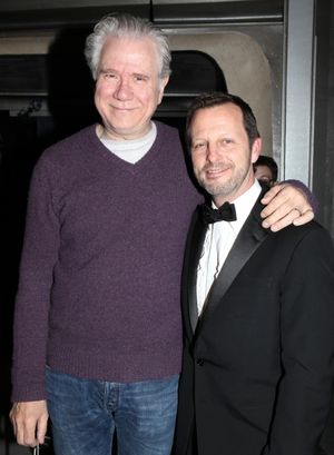 John Larroquette & director Rob Ashford attending the Broadway Opening Night Gypsy Robe Ceremony for Recipient Cleve Asbury in 'How to Succeed in Business without Really Trying' at the Al Hirschfeld Theatre in New York City. @ BroadwayWorld John Larroquette & director Rob Ashford attending the Broadway Opening Night Gypsy Ro Photo
