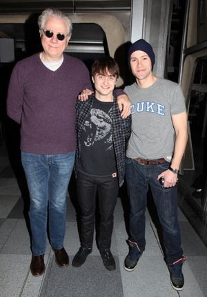 John Larroquette & Daniel Radcliffe & Christopher J. Hanke attending the Broadway Ope Photo