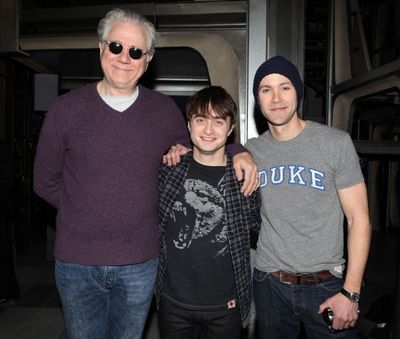 John Larroquette & Daniel Radcliffe & Christopher J. Hanke attending the Broadway Ope Photo