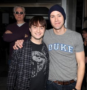 John Larroquette & Daniel Radcliffe & Christopher J. Hanke attending the Broadway Ope Photo