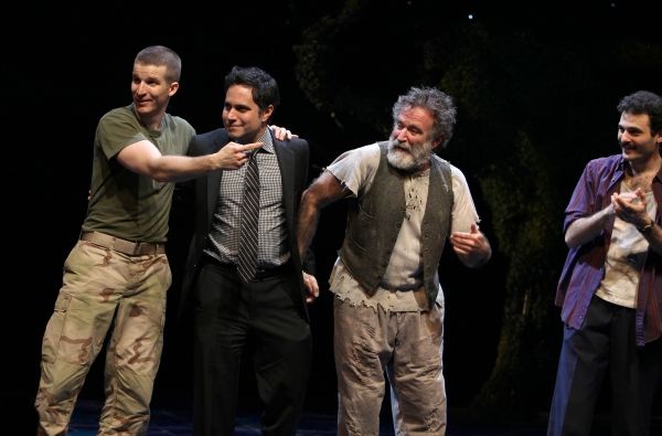 Brad Fleischer, playwright Rajiv Joseph, Robin Willams & Arian Moayed during the Broa Photo