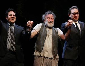 Robin Willams with playwright Rajiv Joseph & director Moises Kaufman during the Broadway Opening Night Curtain Call for 'Bengal Tiger at the Baghdad Zoo' at the Richard Rodgers Theatre in New York City @ BroadwayWorld Robin Willams with playwright Rajiv Joseph & director Moises Kaufman during the Broad Photo